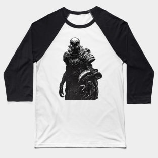 Aggressive Alien Predator Warrior from Space Pen and Ink art Baseball T-Shirt